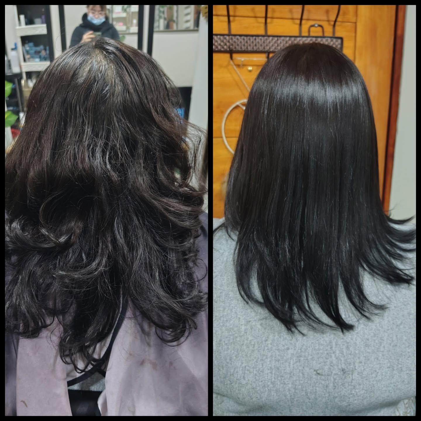Antes y después de cobertura de canas con corte en Anny Vega Beauty Salon